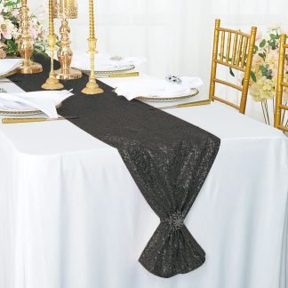 Black Sequin Table Runner - 1.8m