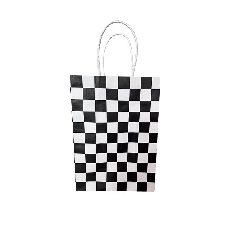 Paper Bag - Black & White Checkered 4pk