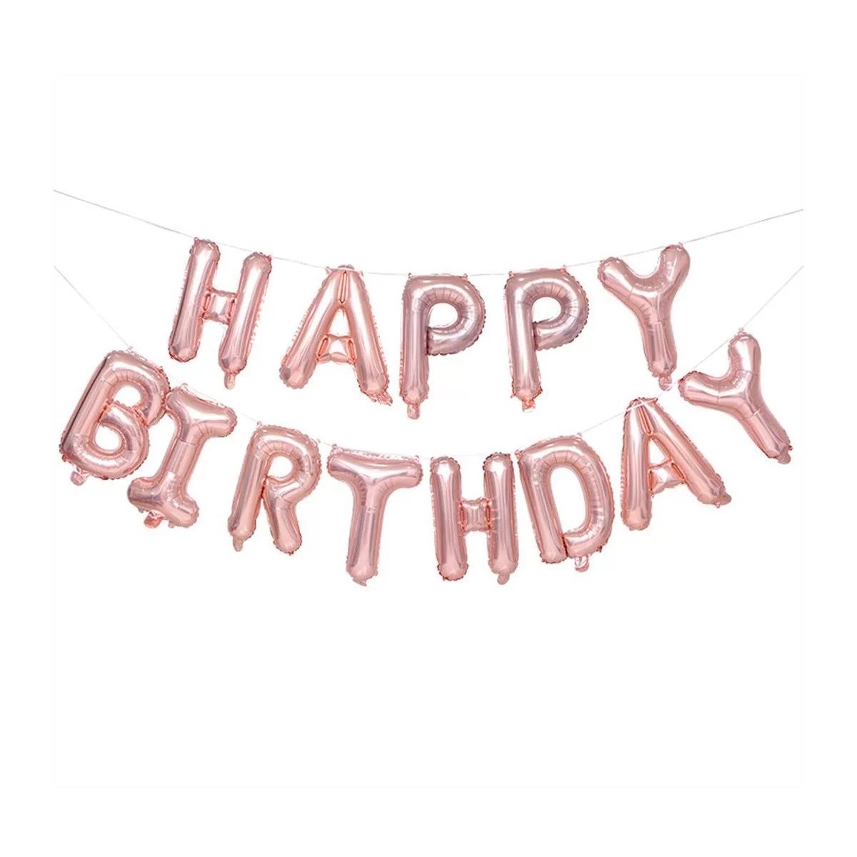 Happy Birthday Foil Baloon Set - Rose Gold