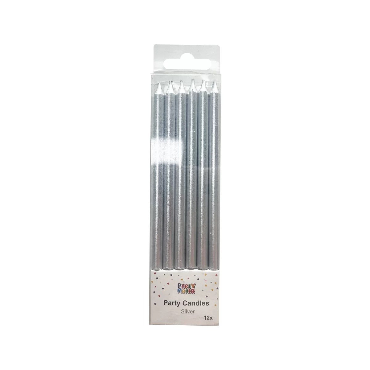 12 Pcs Metallic Candle with Holder - Silver
