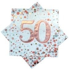 Sparkling Fizz Rose Gold Napkin 33cm #50 Pk16