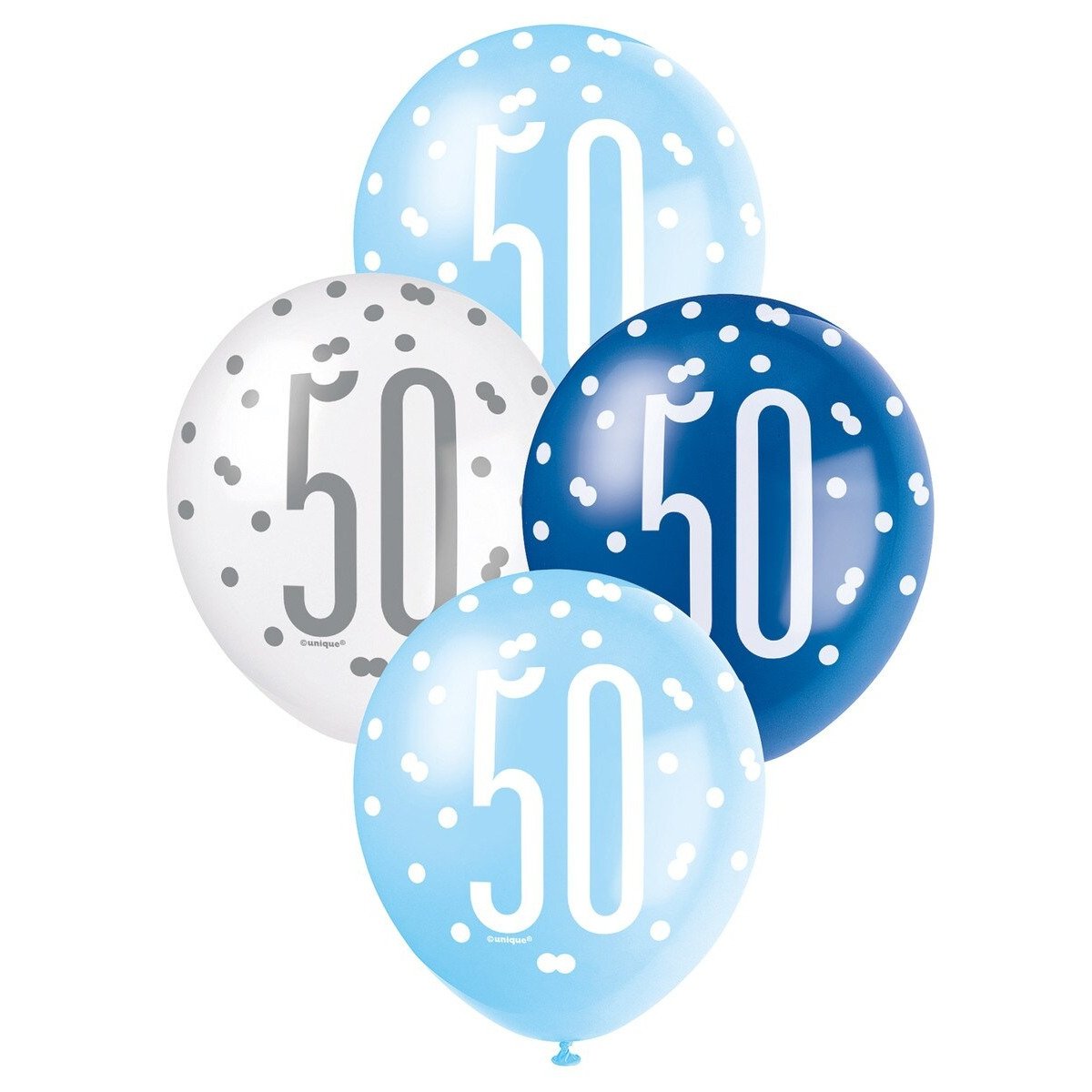 Blue & White Assorted 50cm Latex Balloons - 50
