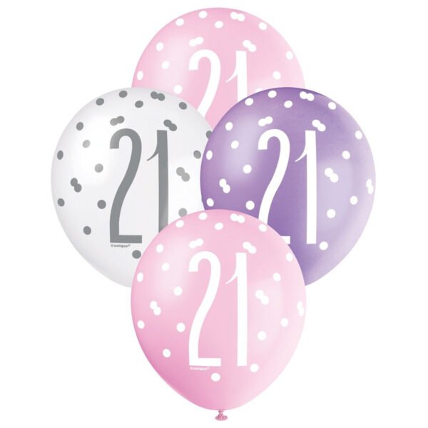 Pink, Purple & White Assorted 30cm Latex Balloons - 21