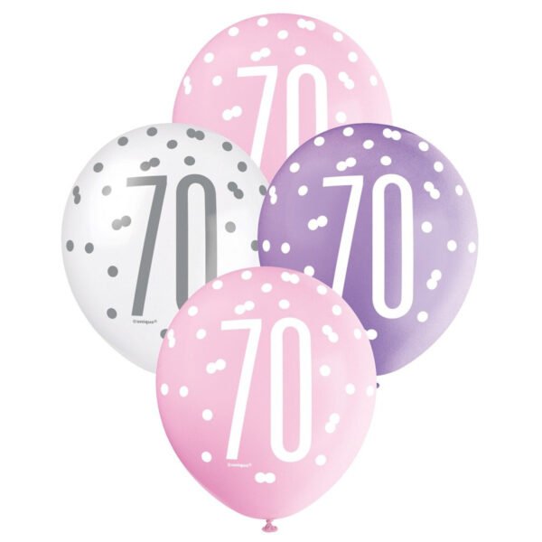 Pink, Purple & White Assorted 70cm Latex Balloons - 70