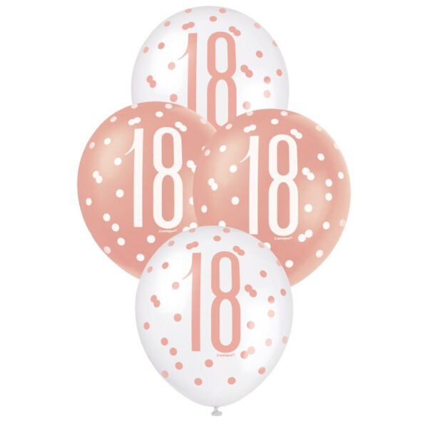Rose Gold & White Assorted 30cm Latex Balloons - 18