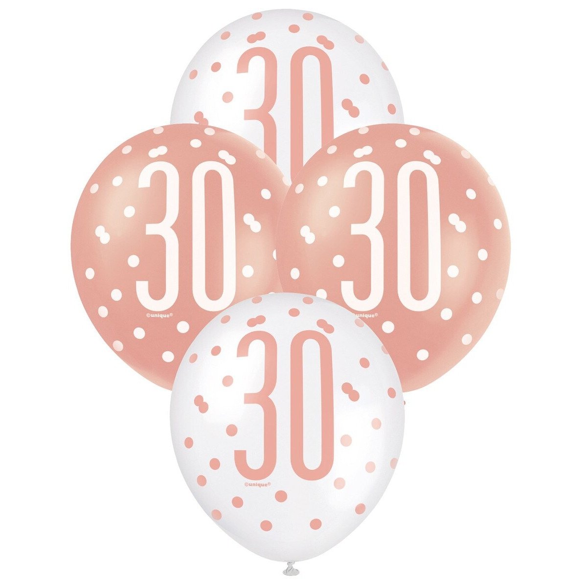 Rose Gold & White Assorted 30cm Latex Balloons - 30