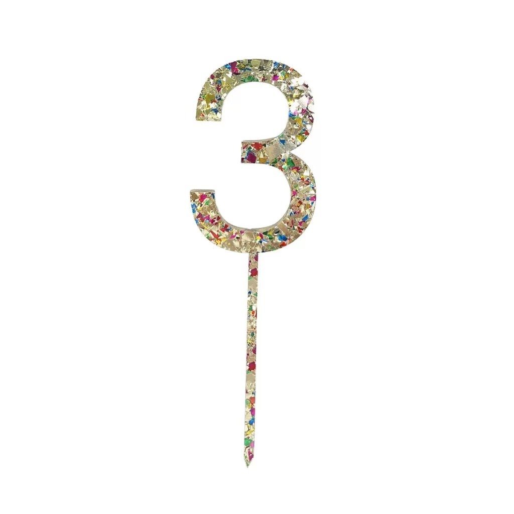 Acrylic Number Cake Topper - 3