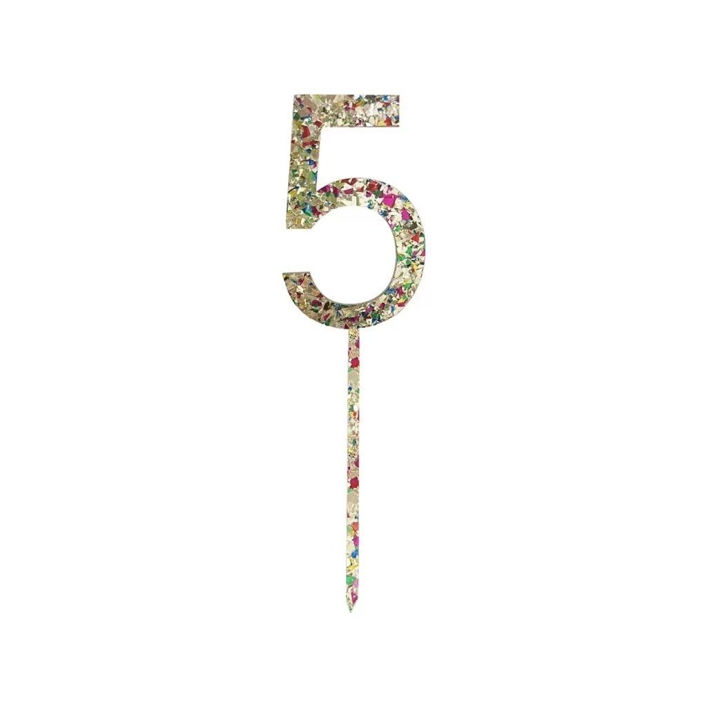 Acrylic Number Cake Topper - 5