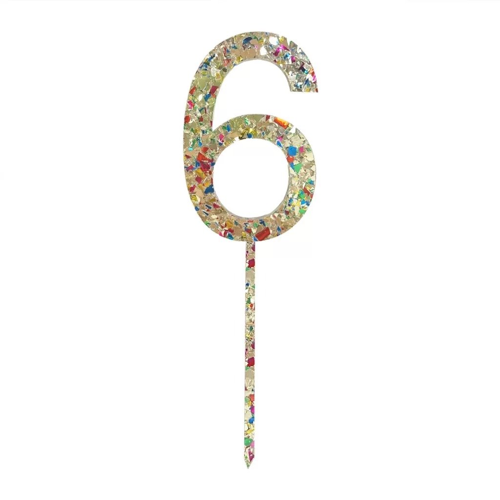 Acrylic Number Cake Topper - 6