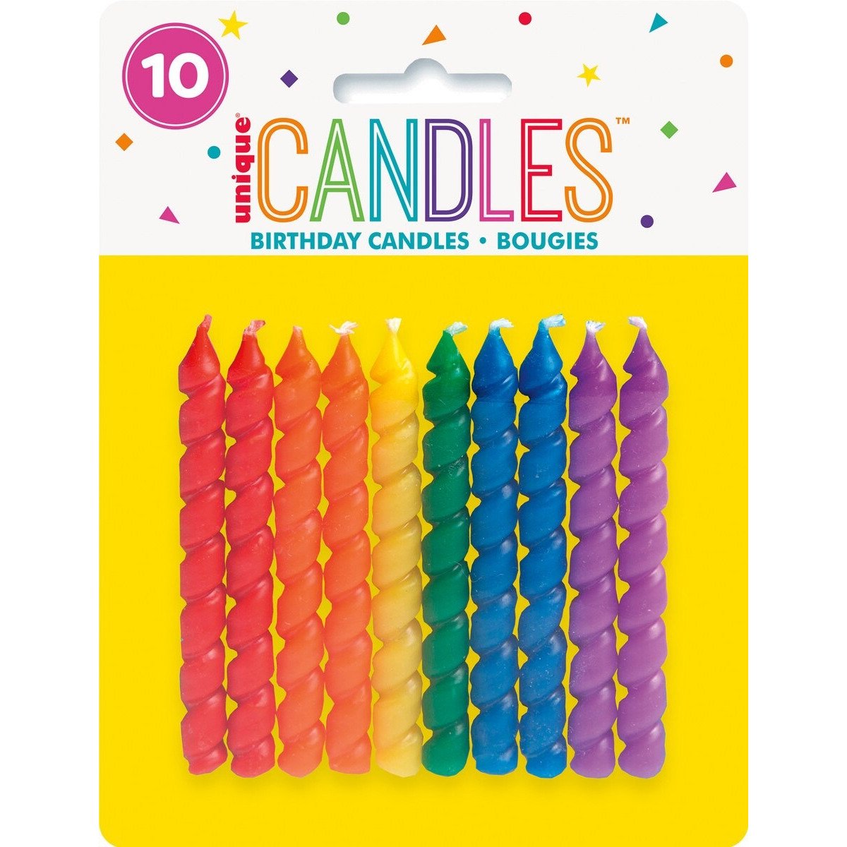 10 SPIRAL CANDLES - RAINBOW