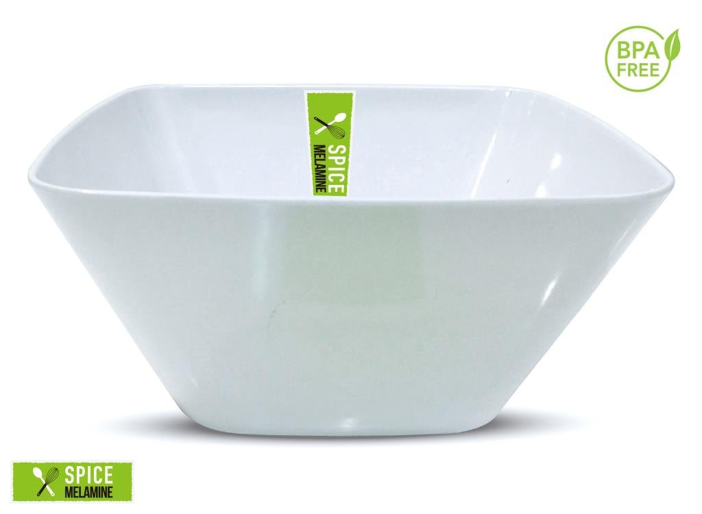 White Melamine Square Bowl - 25CM x 25CM
