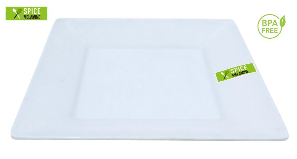 White Melamine Square Platter-21CM x 21CM