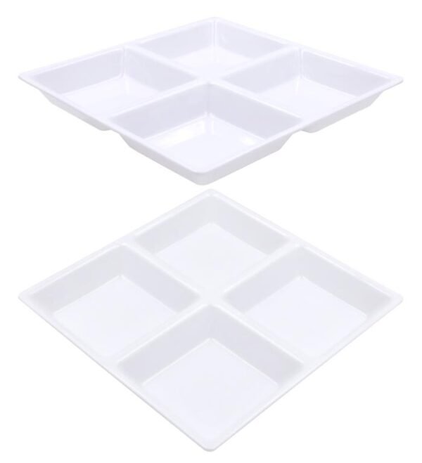 White Melamine (4 Section) Condiment Tray - 22CM x 22CM