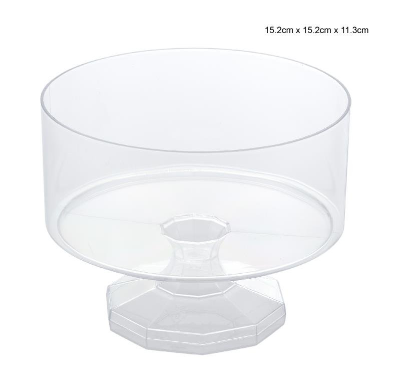 Round Clear Acrylic Plastic Serving Bowl w/ Stand