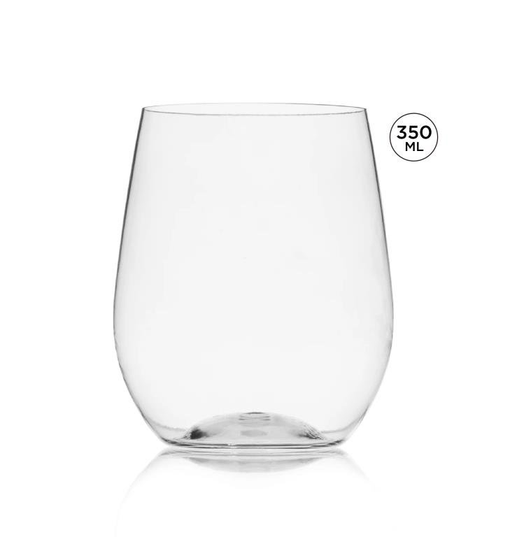Acrylic Plain Series Plastic Reusable 350ML Stemless Wine Glass