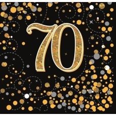 Sparkling Fizz Black & Gold Napkin 33cm #70 Pk16