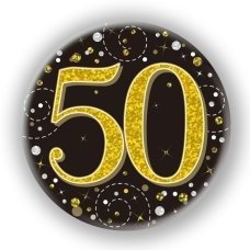 Sparkling Fizz Black & Gold Badge 75mm #50