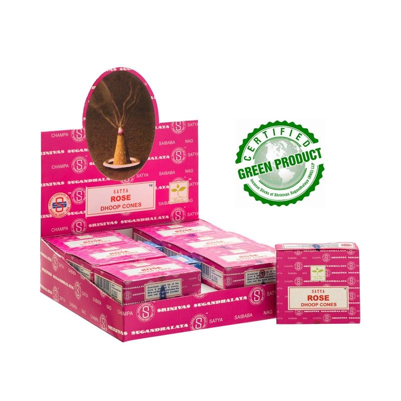 Satya (B) Rose Dhoop Cones (Pack of 12)