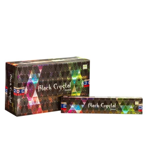 Satya Black Crystal Incense Sticks 15 Gms Pkg (Pack of 12)