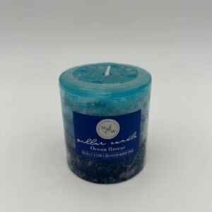 PILLAR CANDLE IN 3 TONE COLOUR/OCEAN BREEZE 6.8x7.2cm