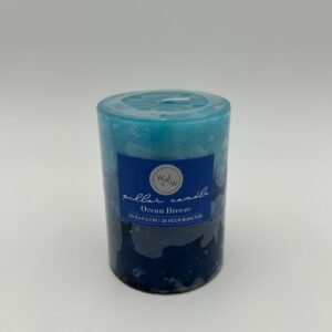 PILLAR CANDLE IN 3 TONE COLOUR/OCEAN BREEZE 6.8x9.5cm