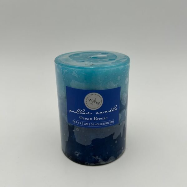 PILLAR CANDLE IN 3 TONE COLOUR/OCEAN BREEZE 6.8x9.5cm