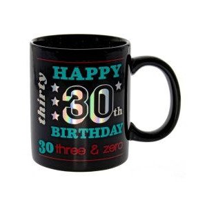 HAPPY 30TH BLACK HOLO MUG