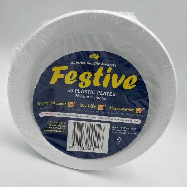 50 Pk White Plastic Luncheon Plates (180mm)
