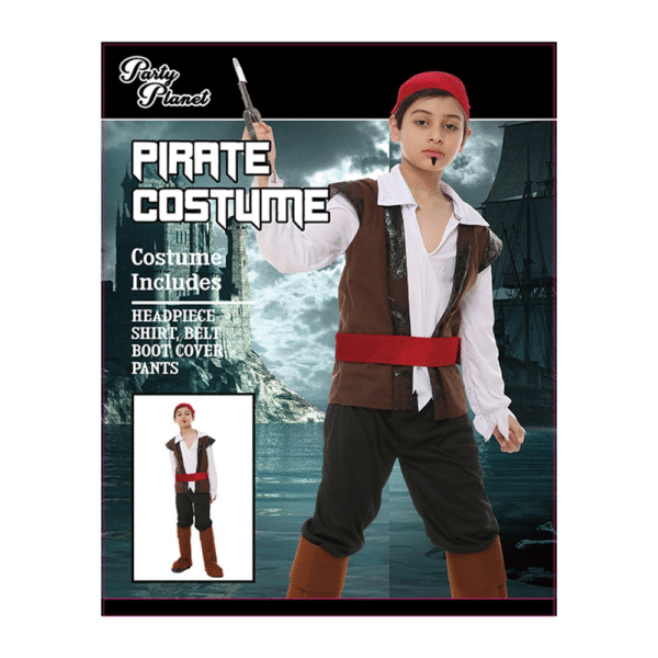 Boys Pirate Kids Costume Large (H: 128cm W: 56cm)
