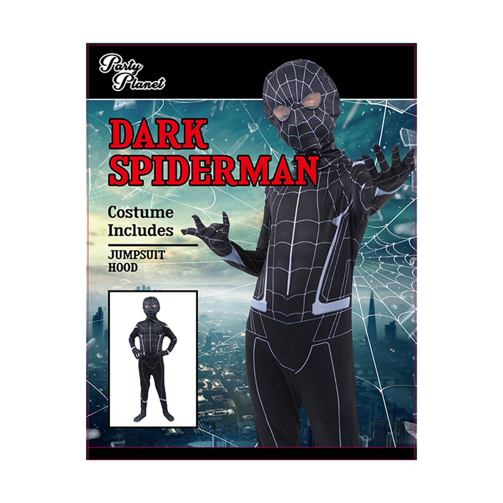 Dark Spiderman Kids Costume Large (H: 128cm W: 56cm)