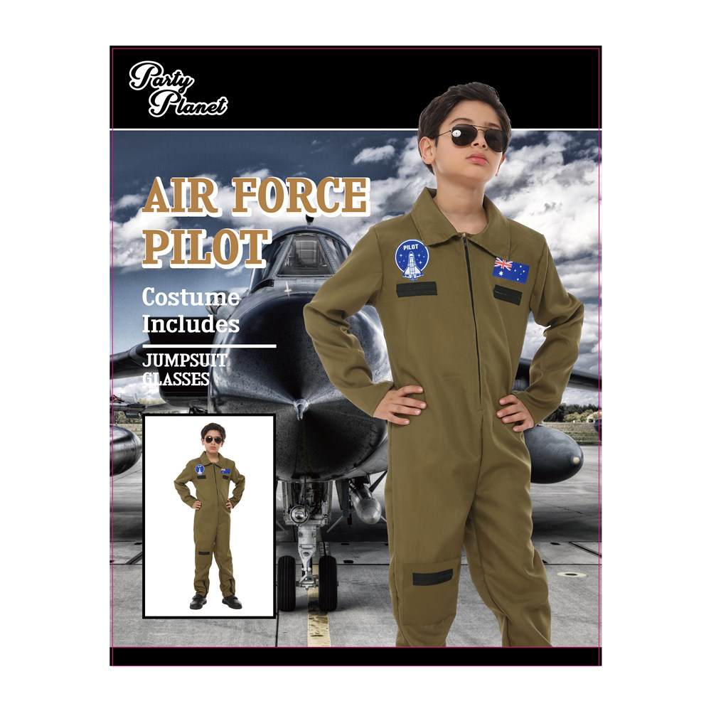 Fighter Pilot Kids Costume Large (H: 128cm W: 56cm)
