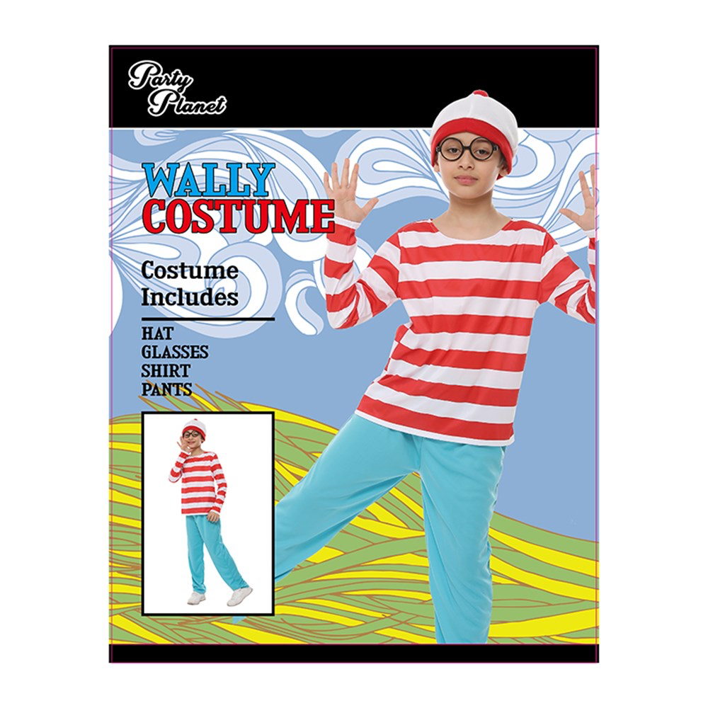Boys Wally Red and White Striped Kids Costume Large (H: 128cm W: 56cm)