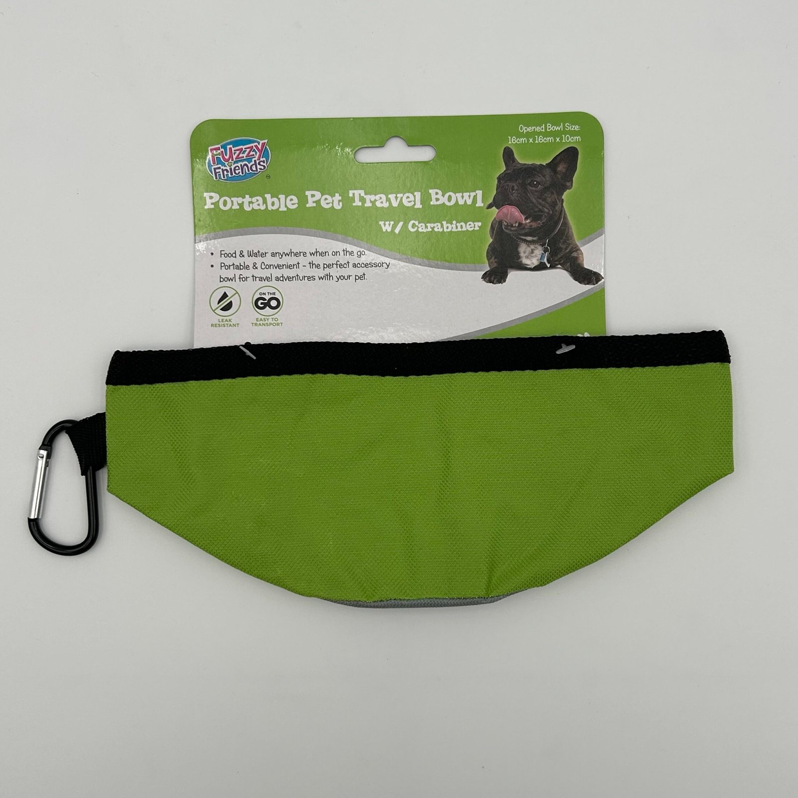 Portable Pet Travel Bowl with Carabiner Clip (16x16x10cm)