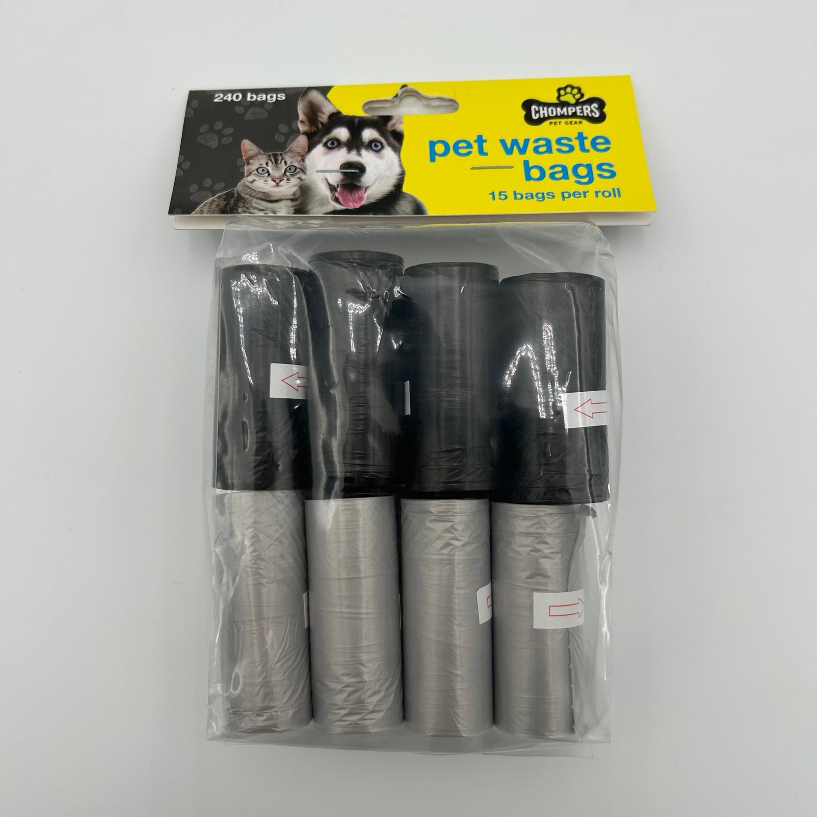 16pk Pet Clean Up Bags Black/Silver 240 Bags (15 bags/roll)