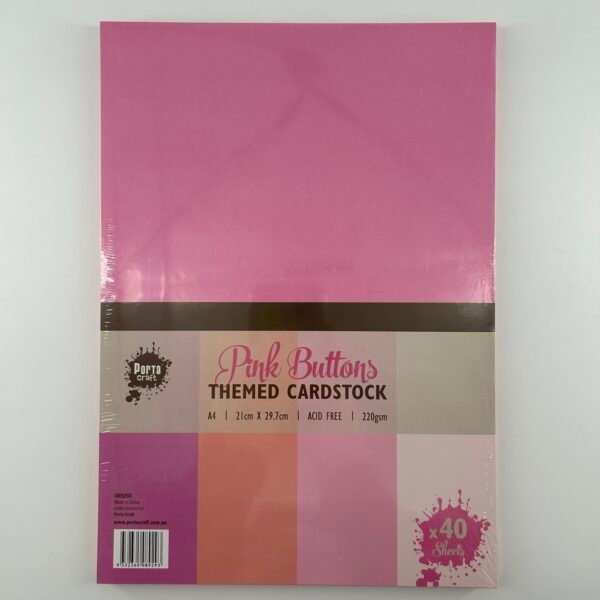 Paper A4 Colour Block 220gsm 40pk Pink Buttons