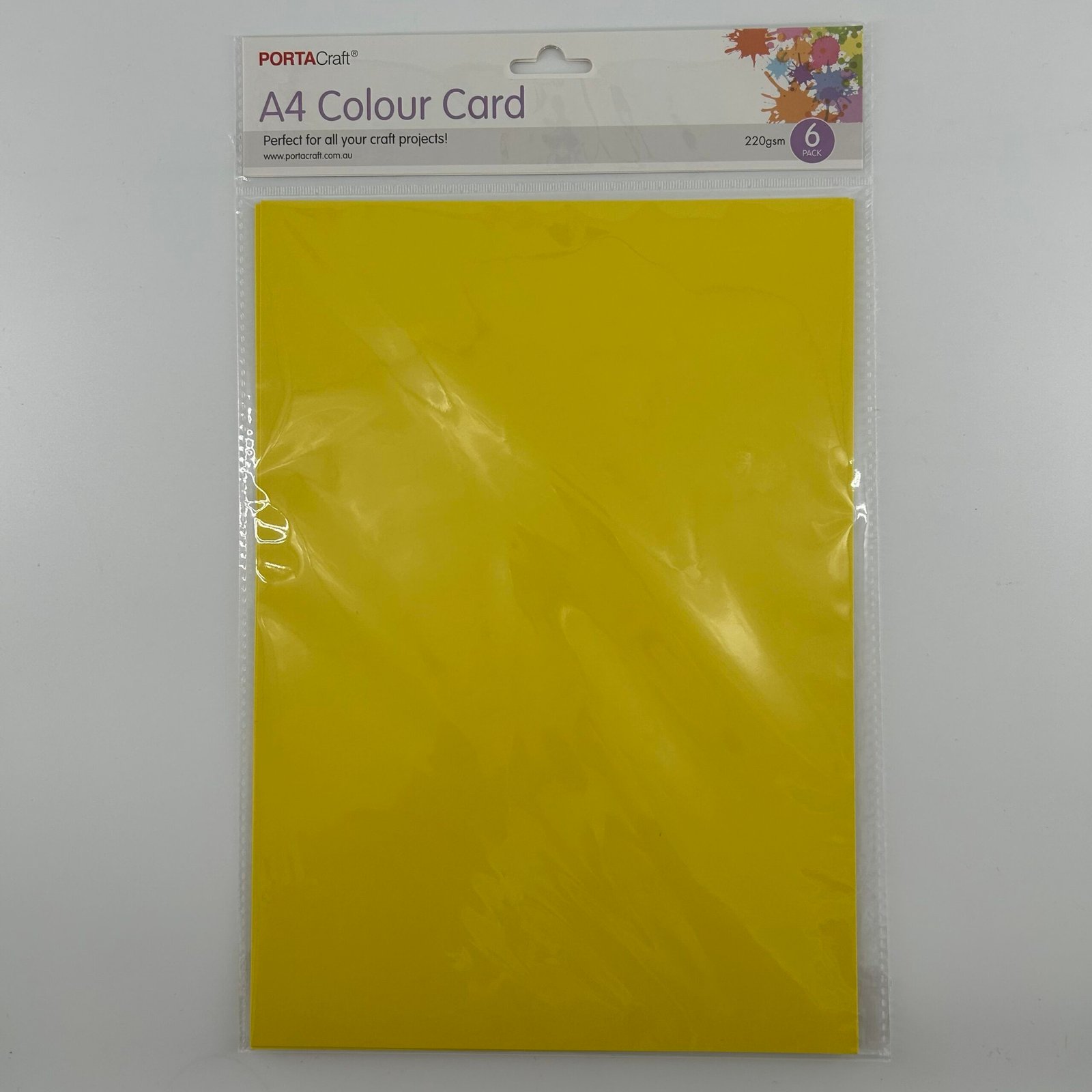 A4 Colour Card 6pk Primrose Yellow