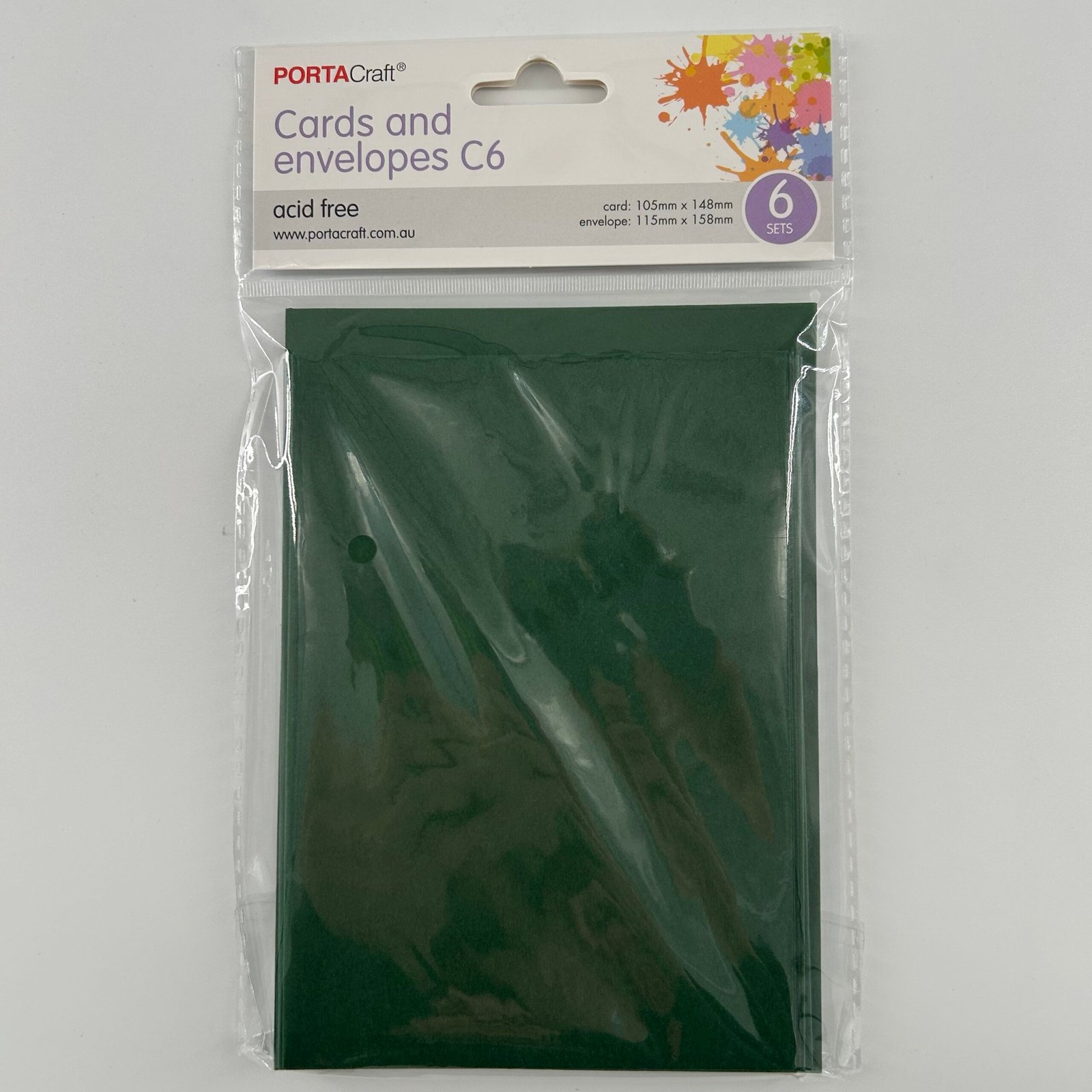 C6 Cards & Envelopes 6pk Xmas Green