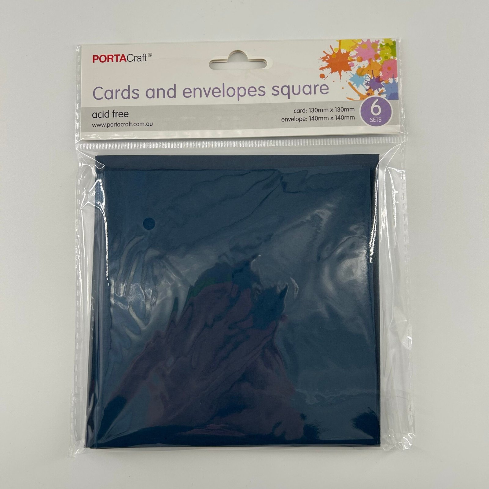 Square Cards & Envelopes 6pk 13cm Orient Blue