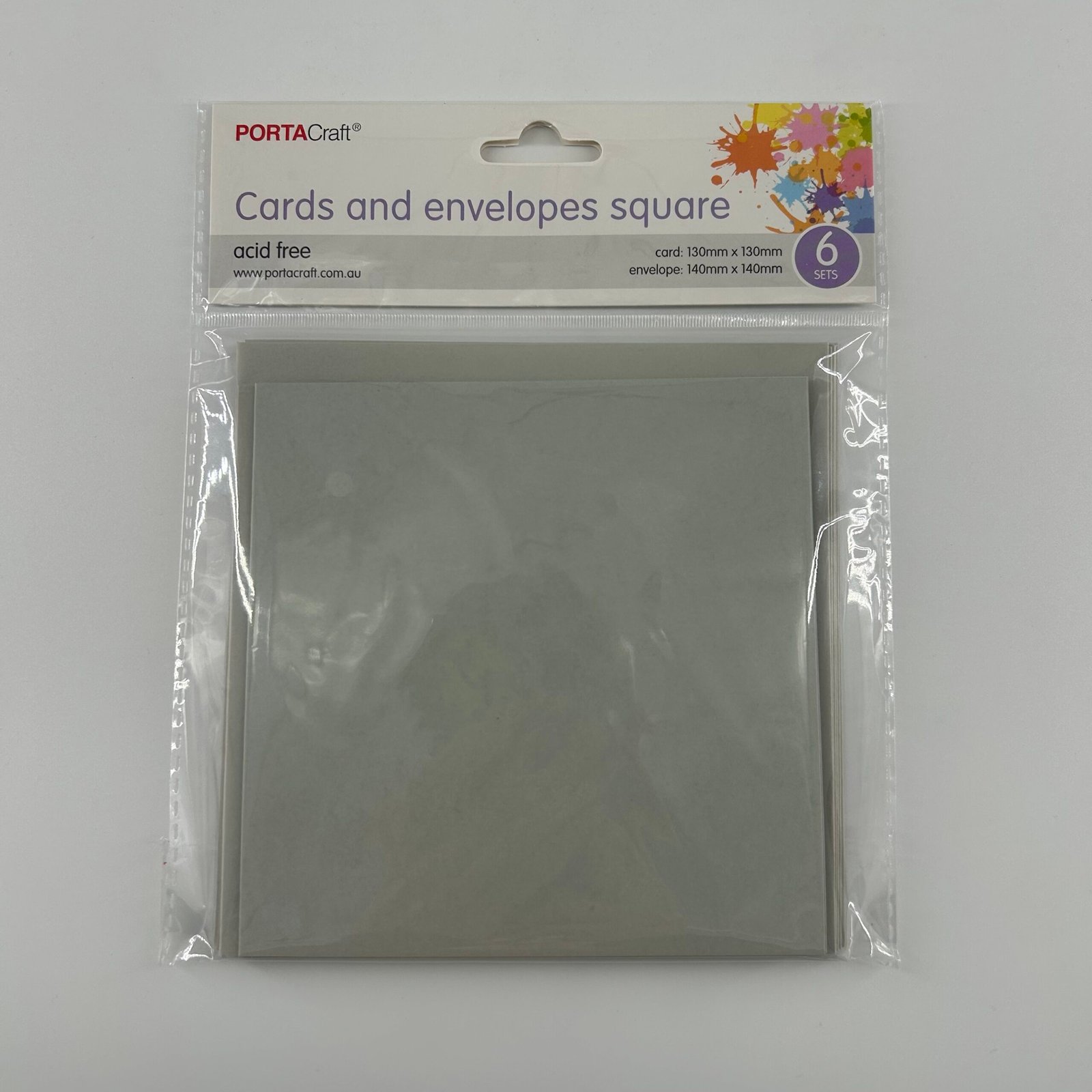 Square Cards & Envelopes 6pk 13cm Slate
