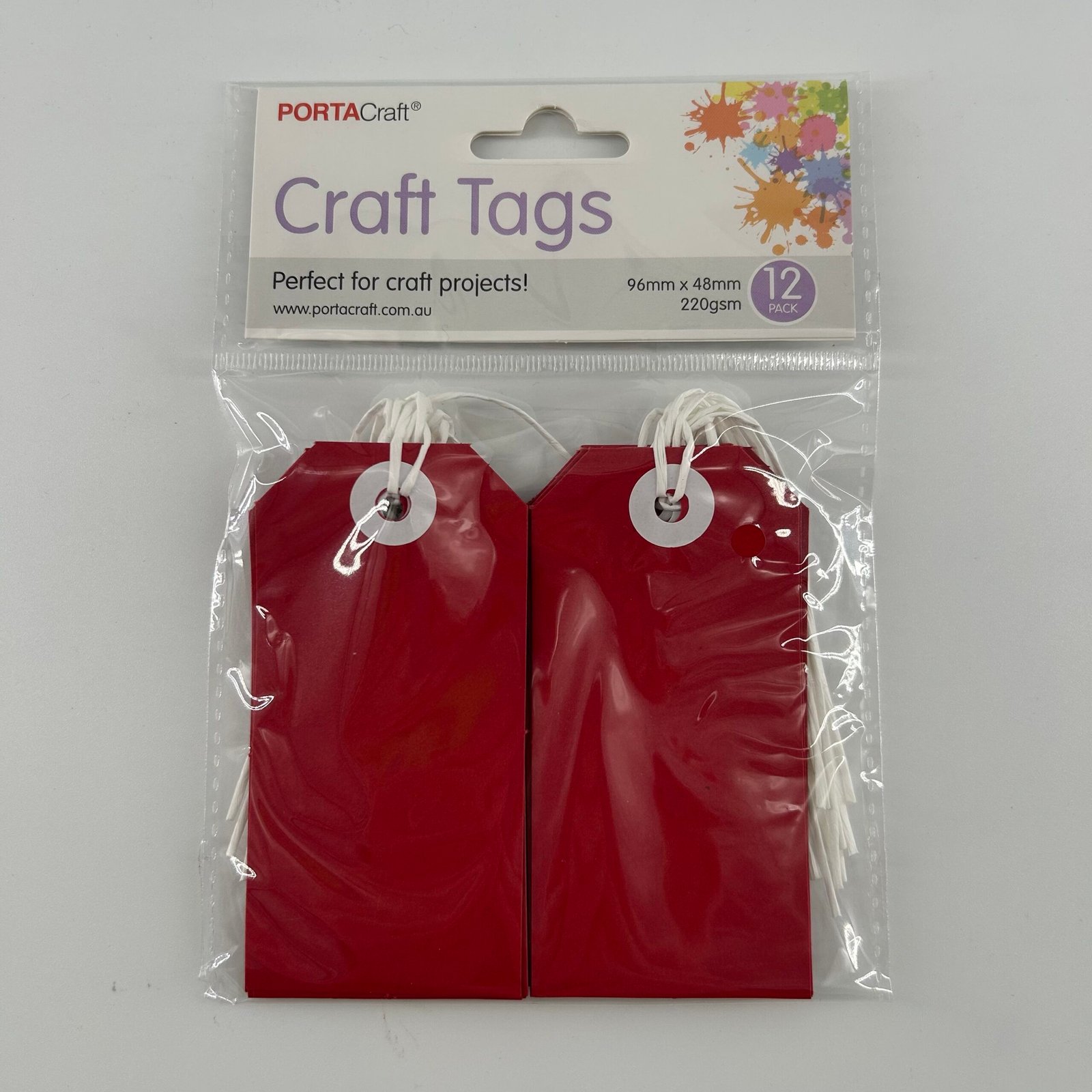 Craft Tags 220gsm 12pk (96x48mm) Red