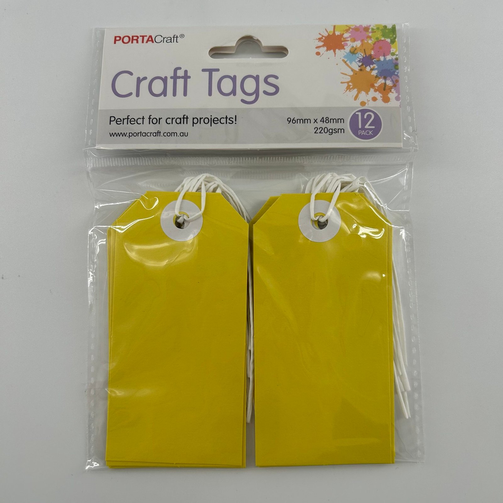 Craft Tags 220gsm 12pk (96x48mm) Yellow