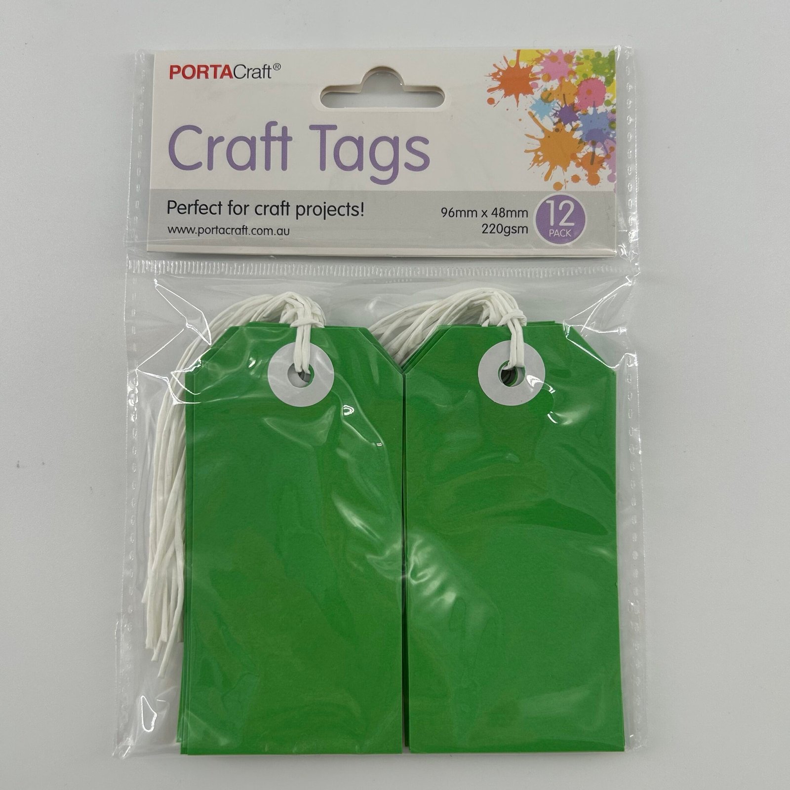 Craft Tags 220gsm 12pk (96x48mm) Green