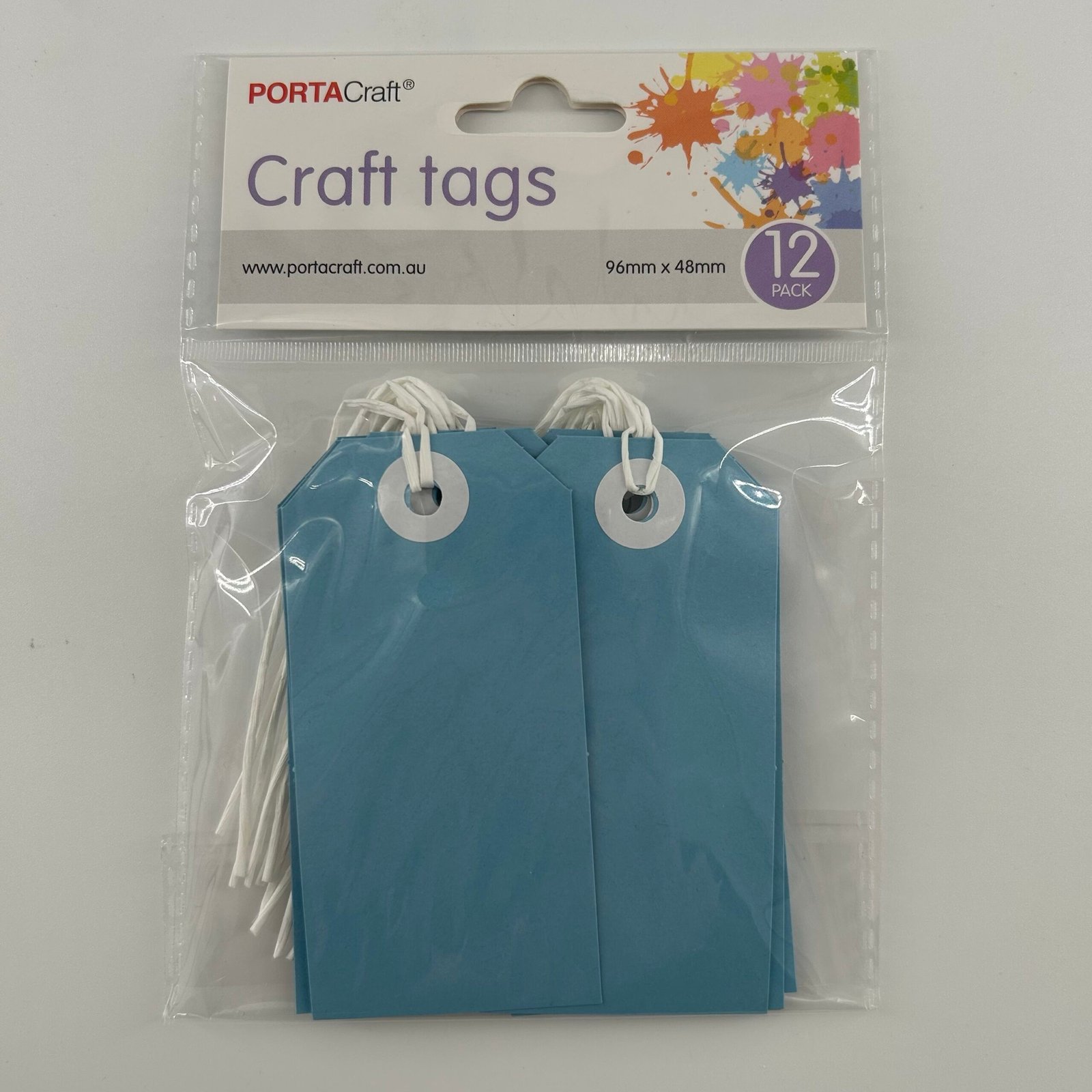 Craft Tags 220gsm 12pk (96x48mm) Light Blue