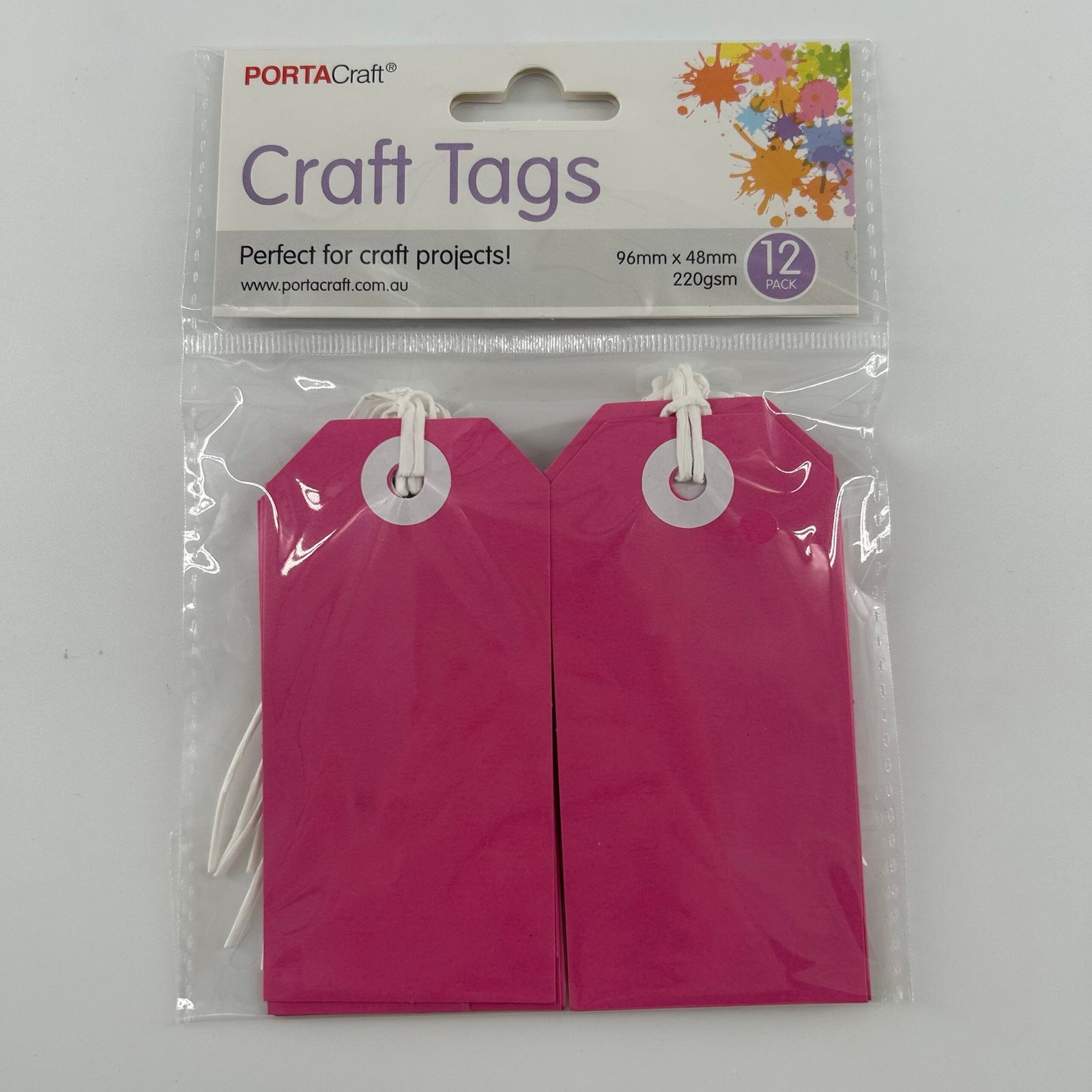 Craft Tags 220gsm 12pk (96x48mm) Magenta