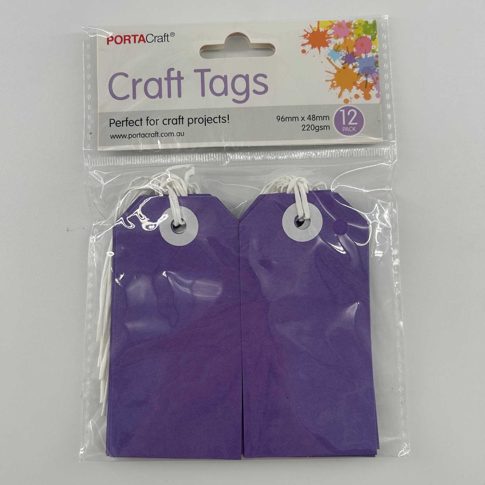 Craft Tags 220gsm 12pk (96x48mm) Violet