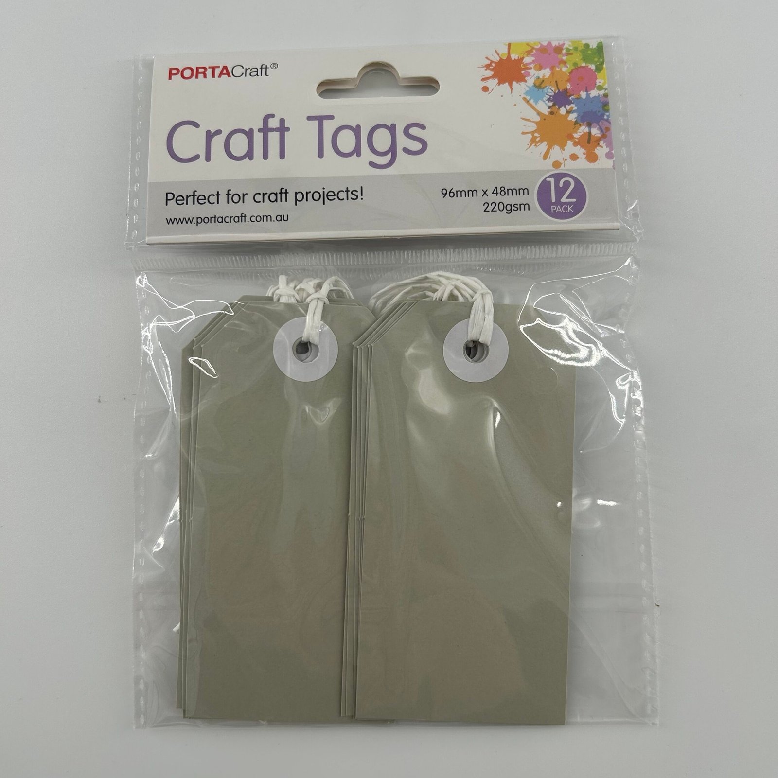 Craft Tags 220gsm 12pk (96x48mm) Slate