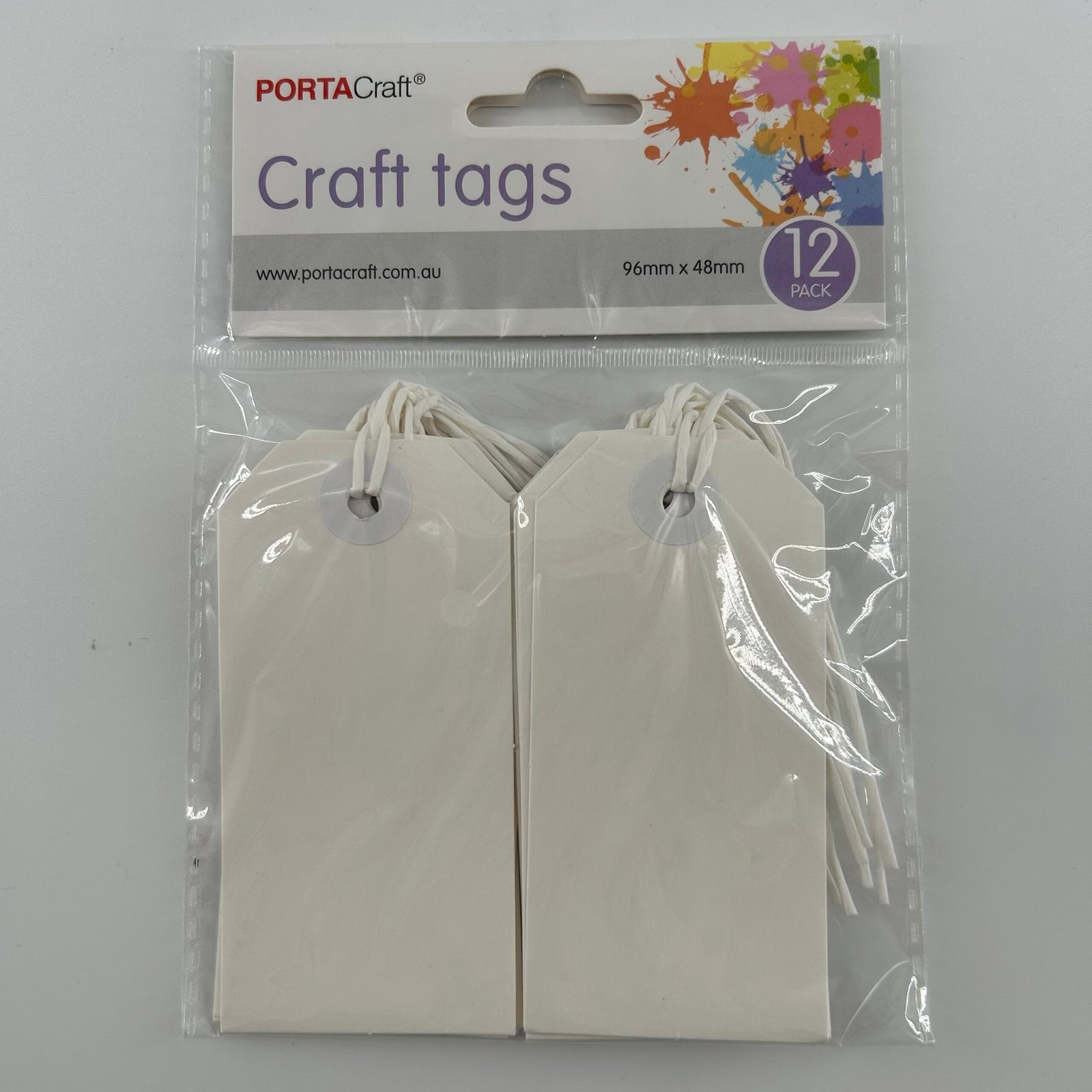 Craft Tags 220gsm 12pk (96x48mm) Cream