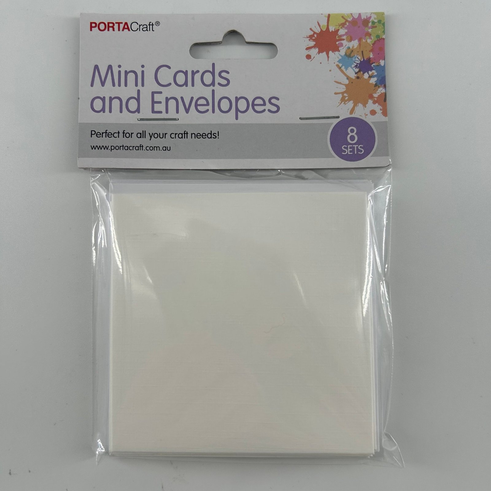 Mini Cards & Envelopes 8pk 77mm White
