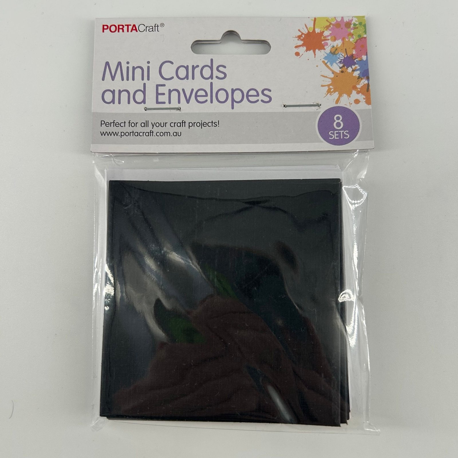 Mini Cards & Envelopes 8pk 77mm Black