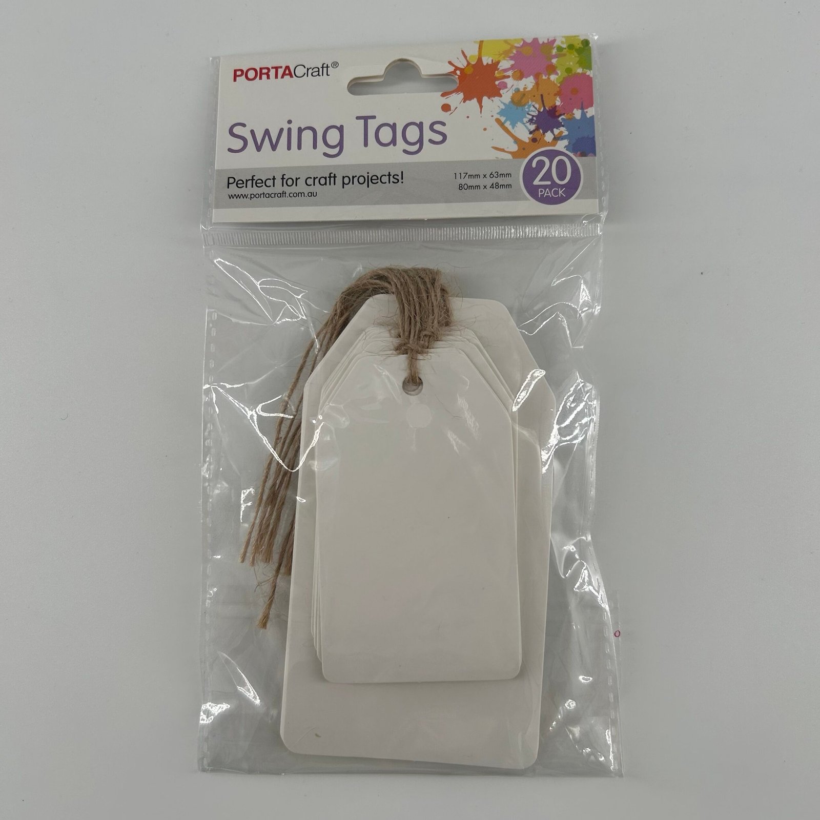 White Tags with String Dual Sizes 20pk
